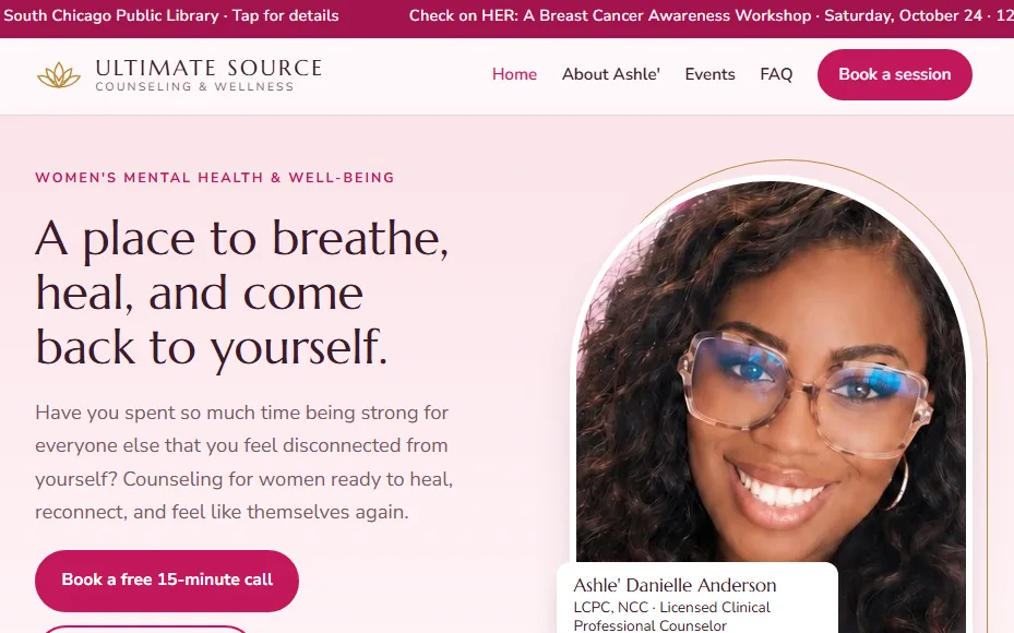 Homepage of the Ultimate Source Counseling & Wellness site